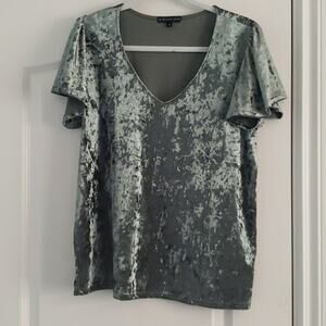 Gibson Crushed Velvet Flutter Sleeve Top Size M Fairycore Cottagecore‎ Holiday